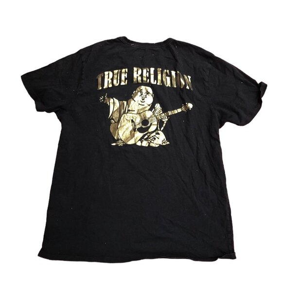 VINTAGE True Religion Shirt Large Black/Gold - Picture 1 of 5